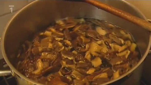 Mushroom soup cooking pot
