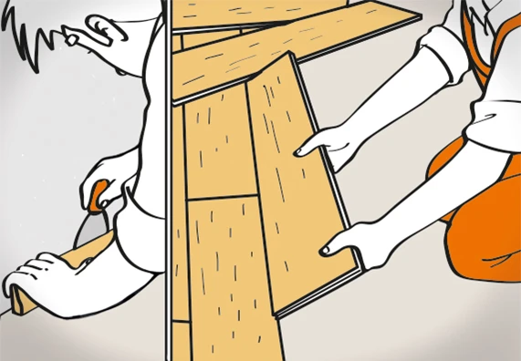 Ilustrace opravu plovoucí podlahy rukama