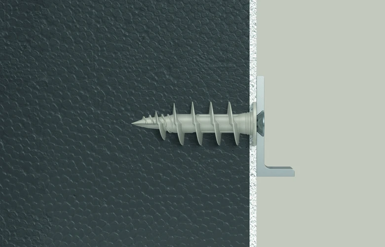 Screw procházející do zateplené fasády