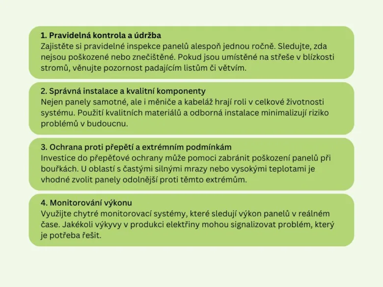 Tipy na údržbu a péči o solární panely pro vyšší účinnost.