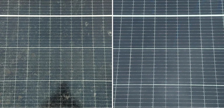 Porovnání špinavých a čistých fotovoltaických panelů